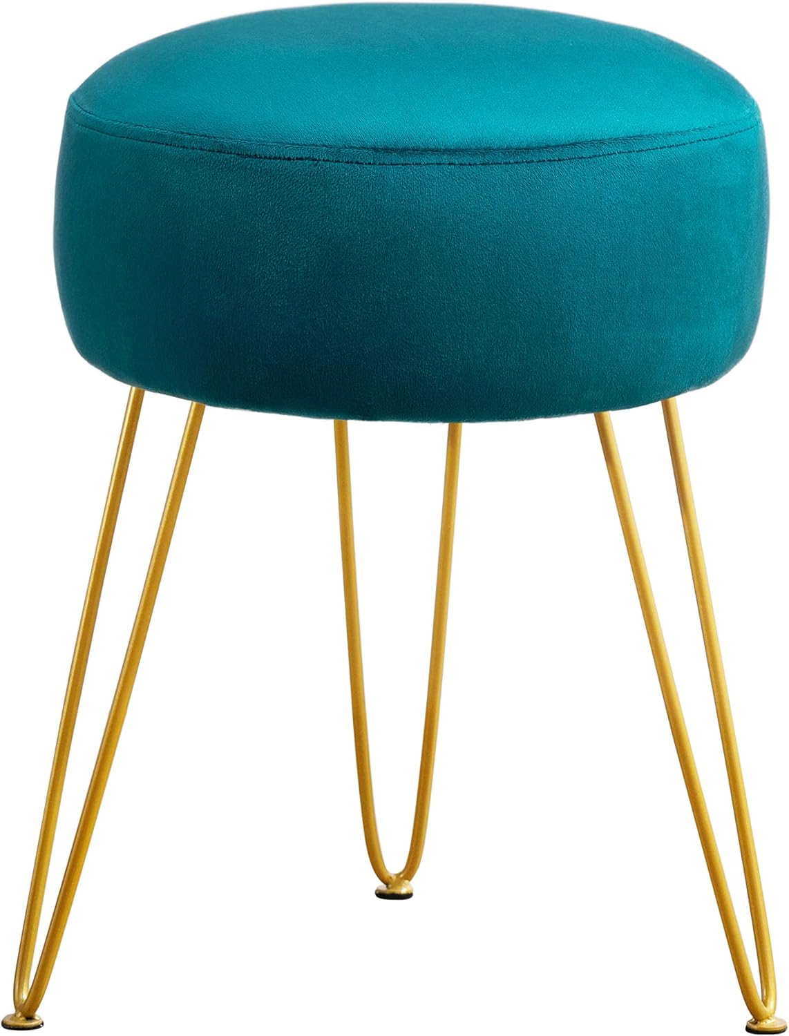 Vanity Stool, Gray Vanity Stools for Makeup Room, Round Ottoman Foot Stool, Velvet Footrest Vanity Chair for Bathroom Vanity, Bedroom, Living Room, Entryway, Offices, 300lbs