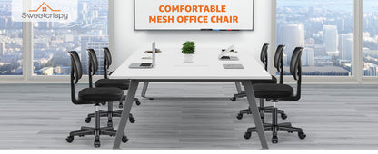 Small Office Desk Chair, Ergonomic Low-Back Mesh Rolling Work Swivel Chairs with Wheels, Armless Comfortable Seat Lumbar Support for Home, Bedroom, Study, Student, Adults,Classic Black
